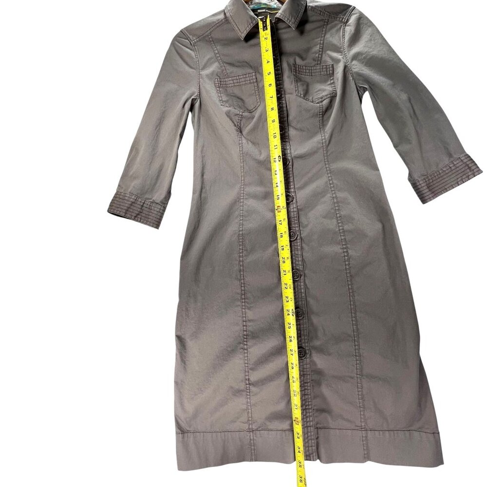 Boden Button Down Shirtdress Womens 3/4 Sleeve Size 4L Brown Putty Gray - Picture 10 of 14